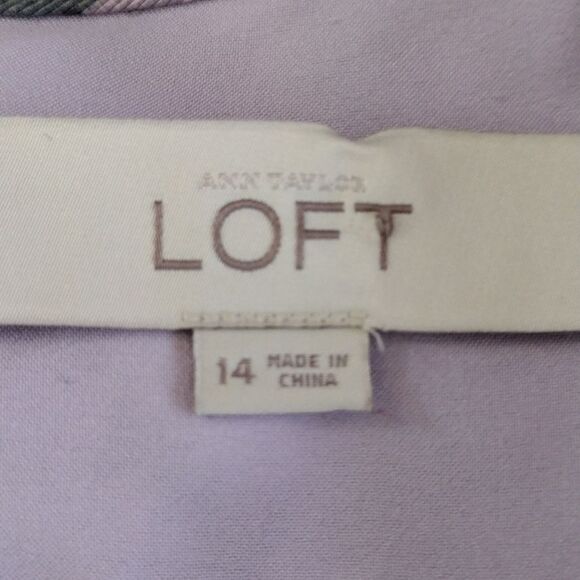 Y2K LOFT Ann Taylor Grey Lilac Spotted Sheath Mini Dress Plussize 14 - Picture 13 of 14